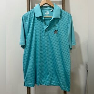 Cutter & Buck DryTec Breathable Golf Polo Shirt Teal Square Pattern Men’s Medium
